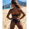 Women's Swimwear Women Bandeau Swimsuit Rainbow Bikini Set Female Push Up Bathing Suit Summer Bathers Biquini T230417