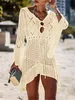 Swim Wear Summer Women Beachwear Sexig vit virkning Tunic Beach Wrap Dress Woman Swimewear Swimsuit Coverups Bikini Cover Up #Q719 230417