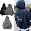 Designer hoodie heren sweatshirts mode streetwear Rh Bullet rits letter geborduurde trui met capuchon high street niche mode losse Amerikaanse jas heren winter