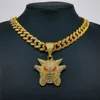 Naszyjnik na męski łańcuch kubański link złote łańcuchy lodowe biżuteria geng geng łańcuch duchów z kreskówką wiszą