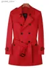 Men's Trench Coats Medium and long trench coat men's double breasted windbreaker detachable thickened down liner custom red fashion coat men Q231118