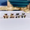 Classic Sterling Sier Clover Stud Earrings High End Ladies Fashion Brand Jewelry Party Accessories 231116