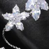 Bangle Stonefans Leaf Cuff Palm Hand Bracelet for Women 2023 Bridal Accessories Cubic Zircona Wedding Jewelry 231117