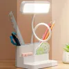 Bordslampor Bedrida Portable Foldbar Stepless Dimble Rechargeable Eye Protection Bedroom Decor Lamp Double Pen Holder Design