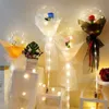 Bricolage Led ballons lumineux Stand avec Rose fleur Bouquet événement décoration fête d'anniversaire décoration de mariage Led bulle ballon Y0622251z