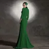 Dar green kväll formella klänningar elegant v hals 3/4 ärmar mjuk satin sjöjungfru kvinnors formella prom klänningar 2023 vestidos longo mantel de soiree