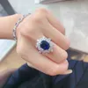 Flower Sapphire Zircon Finger Angh Finger White Gold Pieno Wedding Cand Rings for Women Bridal Promise Engagement Je 58