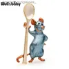 Szpilki broszki wuli dziecko trzymające łyżkę uśmiechniętą broszki myszy Kobiet stopowy szczur SZTO Zwierzę