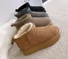 Man Women Ultra Mini Platform Snow Boots Sheepskin Plush Darm