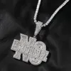 Gold Silver Colors Mens Bling HipHop Jewelry Bling CZ Letters Pendant Necklace for Men Women with Rope Chain