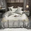 Ensembles de literie Style européen Luxe Broderie Noble Mariage 600TC Coton Satin Ensemble Housse de couette Drap de lit Taie d'oreiller Reine Roi