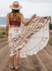 Saias vintage Mulheres chiques PRAIA Multi Floral Praia Bohemiana Maxi Saias Ladas Rayon Algodão Tassel Pleated happie boho saia 230417