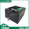 Batterie Li-ion 72V, 100ah, avec chargeur, Lithium polymère, parfaite pour Tricycle, moto, Scooter, véhicule électrique 6000W, 9000W