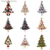 Pins Brooches Exquisite Christmas Tree Brooches For Women Fashion Colorful Rhinestone Brooch Pins Jewelry La Clothes Accessories Xmas GiftL231117