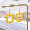 Dange oorbellen vrienden tv -show voor vrouwen Peephole frame gele acrylhars drop earring trendy klassieke sieraden vriend geschenken