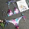 Kobiety stroje kąpielowe Nowe 2022 Leopard Print Crystal Diamond Sakodweear Kobiet Swimsuit Brazylijski producent Bikini Set Set Calter Kathing T230417