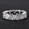 Anneaux de mariage Triangle Lab Diamant Bague Or Blanc Rempli Bande de Fiançailles pour les femmes De Mariée Bijoux Cadeau 231117