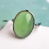 Cluster Rings Retro Luxury Natural Stone Rose Gold Color Big Opal Green Purple Ring Chrysoprase Women Party Jewelry