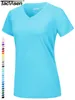 Women's TShirt TACVASEN UPF 50 Summer Sun Protection VNeck Tshirts Womens Short Sleeve Tshirts Breathable Lightweight Quick Dry Shirts Tops 230417