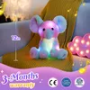 LED RAVE Toy Musical 28cm brilhante Plexh Plexh Toy Elephant Doll Pillows Toys de pelúcia Animais Kawaii Presente leve para meninas infantis