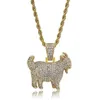 Shiny Trendy Goat Animal Pendant Necklace Charms For Men Women Gold Silver Color Cubic Zircon Hip Hop Jewelry239U