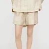 23 -S -Minimalista para o estilo preguiçoso shorts soltos para o novo padrão de textura bordado feminino calças elásticas da cintura