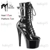 Laarzen Dames ENKELlaarzen Punk Gesp 17 CM Mode Platform Exotische Danser Trainingsschoenen Nachtclub Hoge Hakken Gothic Moderne Laarzen T231117