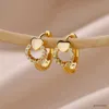 Stud Heart Earrings for Women Steel Gold Plated Earring New Trend Luxury Wedding Jewelry R231117