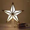 Decorações de Natal Luzes de LED Ano Decoração Treça Top de cinco pontas Ornamentos de Natal Star Light