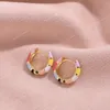 Mini härlig emalj Rainbow Round Circle Hoop örhängen för kvinnor mode färgglada huggie hoops piercing pendientes smycken gåvor örhängen hörör örhängen emalj