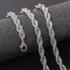 ed Rope Chain Classic Mens Jewelry 18k White Gold Filled Hip Hop Fashion Necklace Jewelry 24 Inches208Y