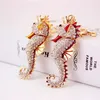 Zeepaardje Hanger Sleutelhanger Houder Emaille Kristal Strass Dier Mode Autosleutelhangers Ring Charm Vrouwen tas Jewelry2015