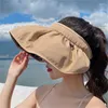 Chapéus largos de chapéu de sol com proteção UV Dual Uso de arco de cabelo para mulheres praia ao ar livre tampa de balde dobrável macio