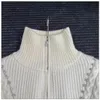 Autumn and Winter Standing Collar Contrast Knitted Women's Jacket