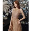 Sexy Halter Celebrity Dress Stars Print Luxury O Neck Bead Tassel Appliques A-Line Floor-Length Long Women Formal Evening Gowns