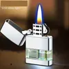 Najnowsze zapalnice butanowe butan z LED 6 kolorów płomienie metalowych zapalarni z cygarami do palenia narzędzia kuchenne akcesoria