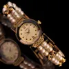 Armbandsur Small Julius Lady Women's Watch Japan Quartz Hours Fashion Clock Armband Simulated Pearl Elastic Rope Girl Gift No Box
