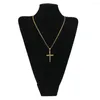 Pendant Necklaces Unisex Cross Stainless Steel Gold Color Necklace Mens And Womens Hip Hop Simple Cuban Link Chain Sweather