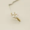 Cluster Ringe 925 Sterling Silber Modeschmuck Vergoldet Exquisite Blatt Blume Zirkon Ring Elegant Damen Täglich Öffnung Einstellbar