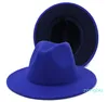 Fedora Hüte Mode Patchwork breite Krempe Kappen Unisex Trilby Chapeau für Männer Frauen Rot Schwarz