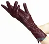 Leather Gloves Women's Sheepskin Mid-length Plus Velvet Thickened Winter Warmth Color Touch