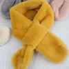 Scarves Cute Childrens Winter Warm Thick Cross Neck Scarf for Boys and Girls Solid Artificial Rabbit Fur Plush Shawl 231116