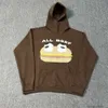 Designer hoodie män tröjor mode streetwear cpfmxmcdonald's omgivande co br ed foam burger tryck höst/vinter lös huva sammet tröja