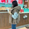 Women's Fur Faux Autumn And Winter Women Real Natural Denmark Mink Vest With Hooded Short Coat Style Casual Fashion Keep Warm 2023 231116