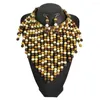 Conjunto de pendientes y collar, collares de madera bohemios, conjuntos llamativos, cuentas Drap coloridas, Gargantilla africana para mujer, joyería de moda UKEN