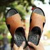 Hausschuhe Casual Herren Sandalen Sommer Herren Niete Britischer Mann Strand Echtes Leder Rutschfeste Mode Flip Flops Große Größe 46