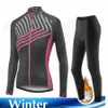 Cykeltröja sätter kvinnor Cycling Clothing Liv Jacket Kit Winter Thermal Fleece Jersey Set Lady Long Sleeve Stylish Simplicity Kvinnliga cykelkläder 231116