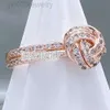 925 سيلفر نساء Fit Pandoras Ring Weimei Pan 925 Silver Same Style Rose Gold Ring with interwoven Heart Crown متداخلة خاتم ذيل مطابقة