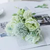 Dekoratif çiçek çelenkler yeşil ortanca yapay ipek top çiçek açan şakayık buket sahte bitkiler düğün centerpieces sahne ev sekmesi