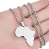 قلادة قلادة Qiamni Stainless Steel Africa Map Country Necklace Rllar Chain سلسلة أزياء مجوهرات أصدقاء الحفلات للنساء الرجال